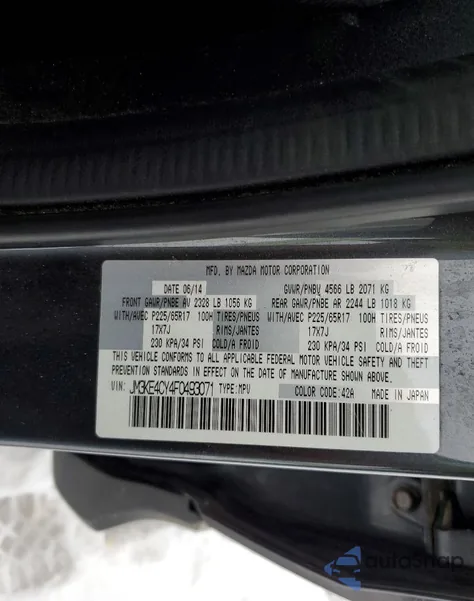 2015 Mazda Cx-5 Touring from USA, damaged, VIN JM3KE4CY4F0493071